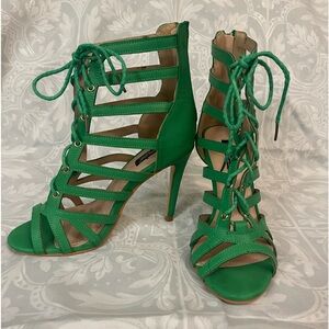 Green caged heels, Size 7.5, Brand DbDk Fashion